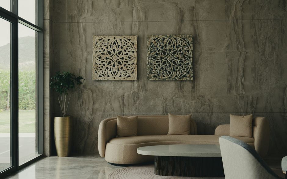 Etherische wandpanelen met levendige kleuren. Etherische wandpanelen met levendige kleuren.