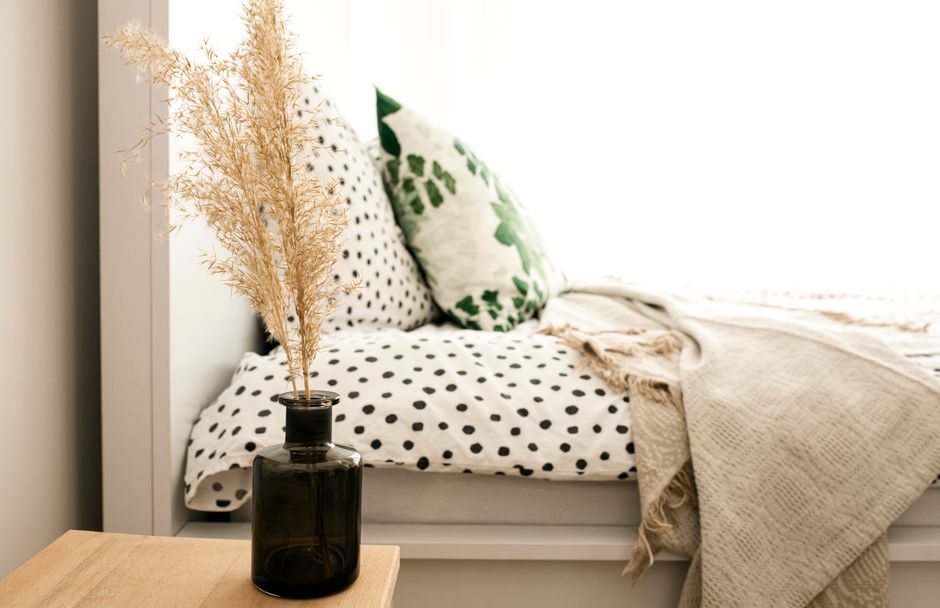Slaapkamer ingericht volgens feng shui principes.