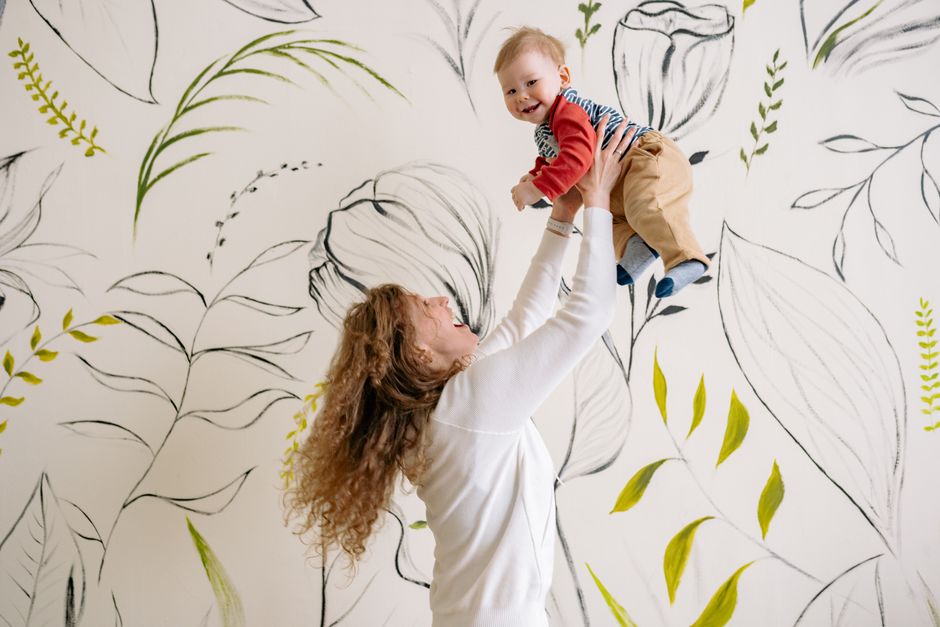 Zacht pastelkleurig fotobehang met wolken voor baby. Zacht pastelkleurig fotobehang met wolken voor baby.